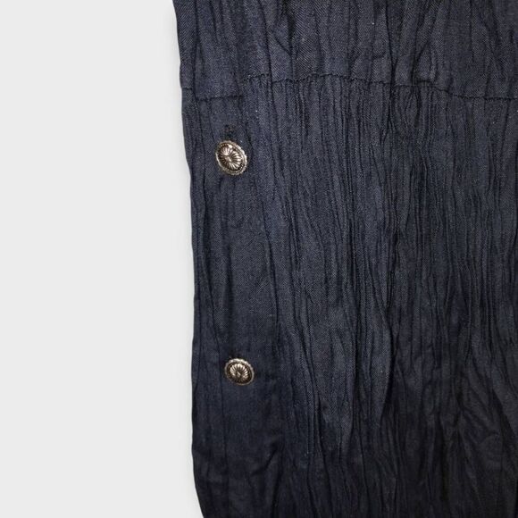 Vtg 90s Womens‎ Maxi Sz Medium Texas Black Skirt Pleats Silver Western Hippie - Picture 6 of 9